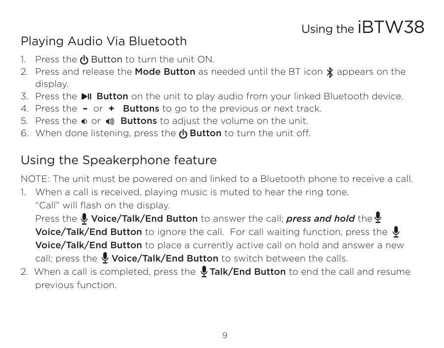 Page 10 of SDI Technologies IBTW38 Dual Alarm Clock Stereo Speaker System with Qi  Wireless Charging User Manual iBTW38 IB  EN  v2HK a