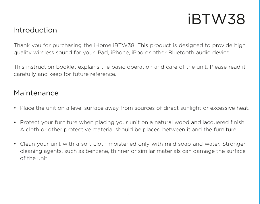 Page 2 of SDI Technologies IBTW38 Dual Alarm Clock Stereo Speaker System with Qi  Wireless Charging User Manual iBTW38 IB  EN  v2HK a