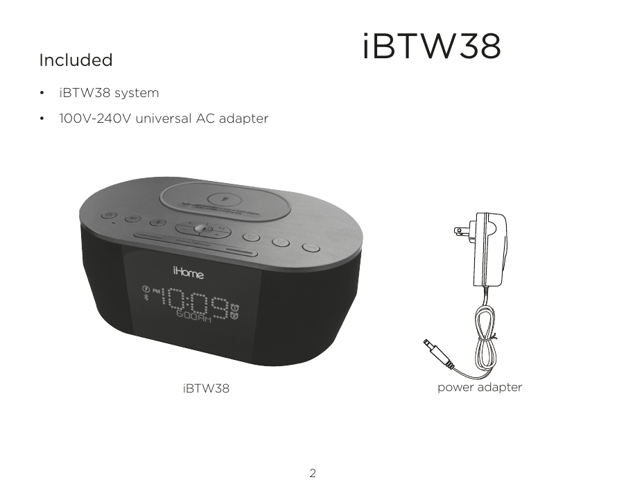 Page 3 of SDI Technologies IBTW38 Dual Alarm Clock Stereo Speaker System with Qi  Wireless Charging User Manual iBTW38 IB  EN  v2HK a