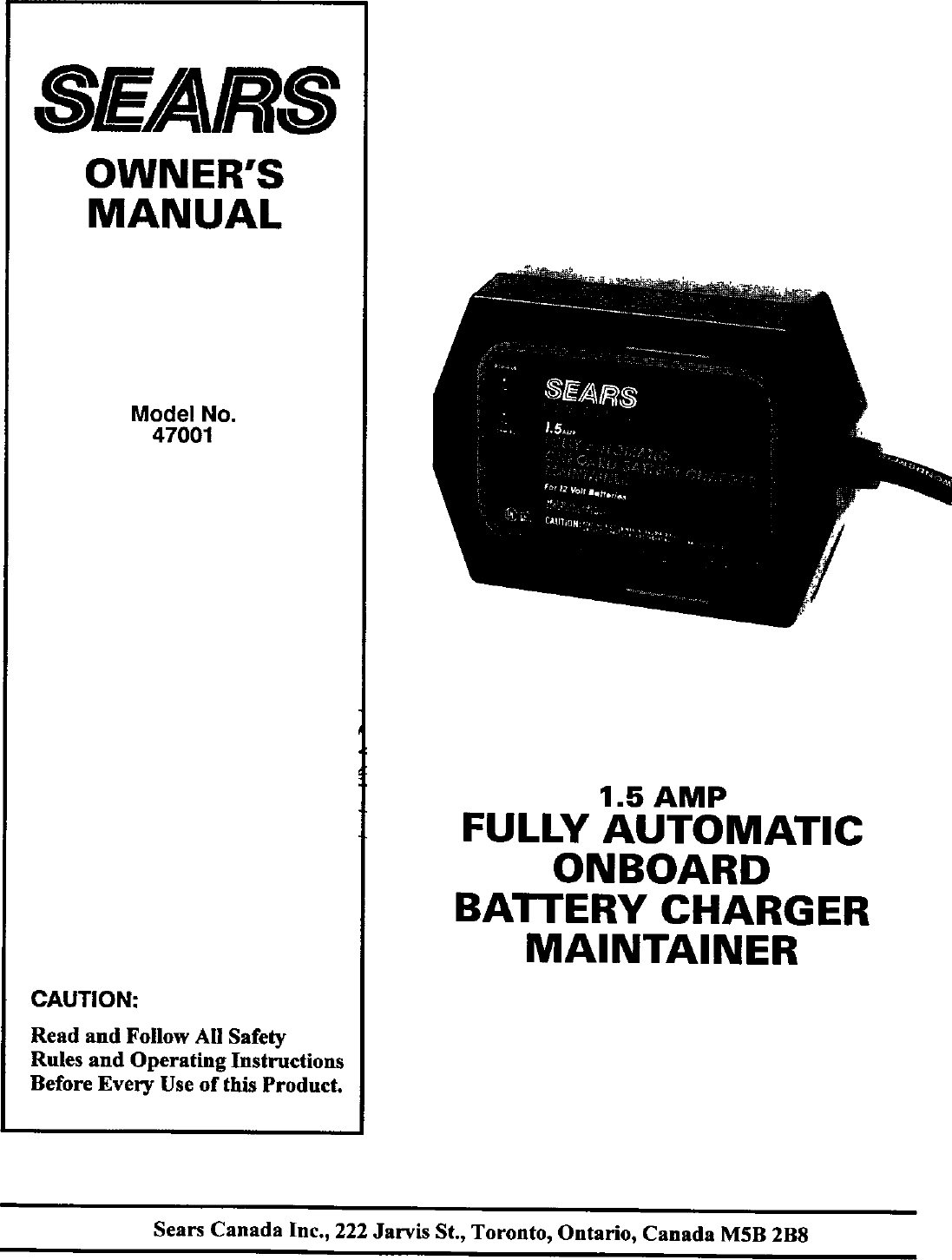 SEARS Battery Charger Manual L0305345