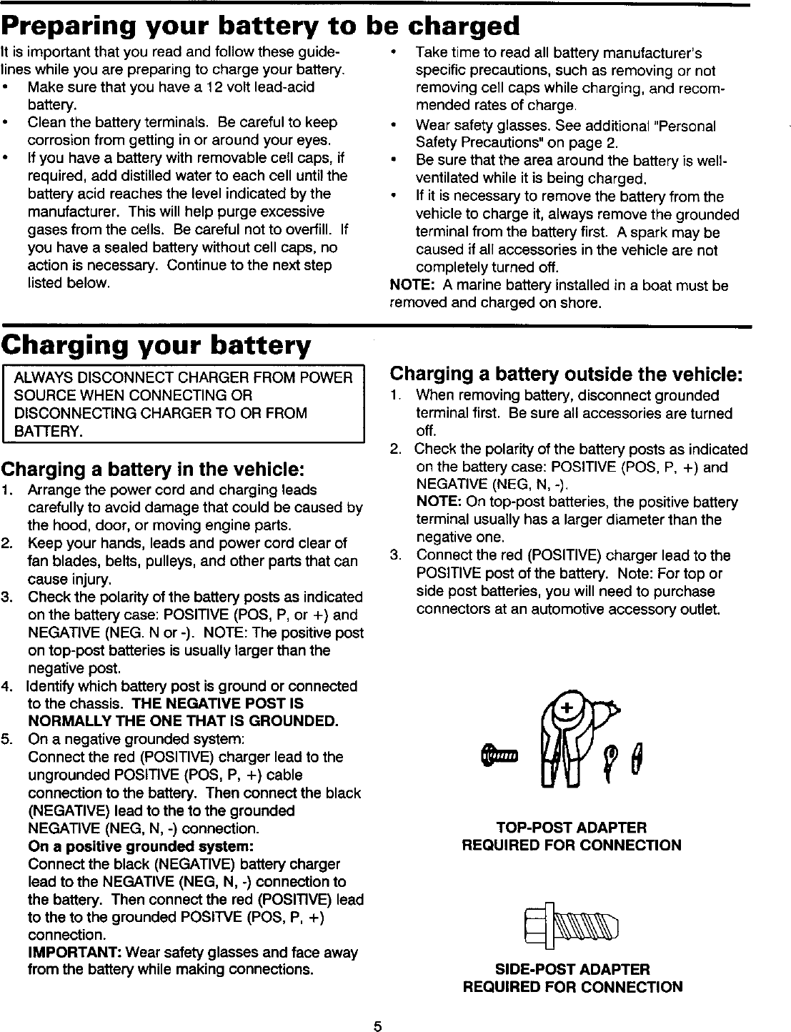 Page 6 of 8 - SEARS  Battery Charger Manual L0305345