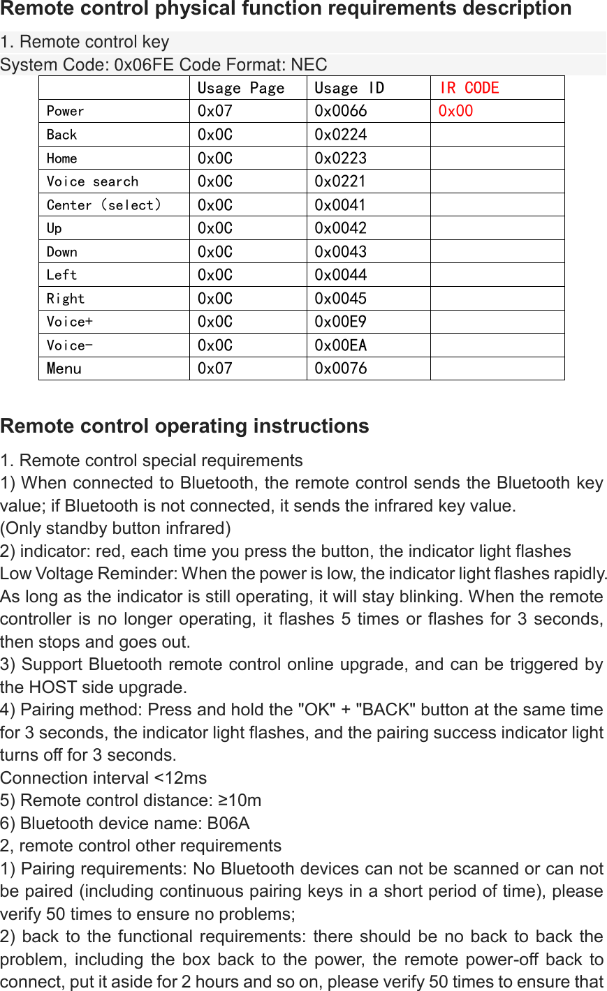 Page 1 of SEI Robotics B06A BT RCU User Manual User Guide