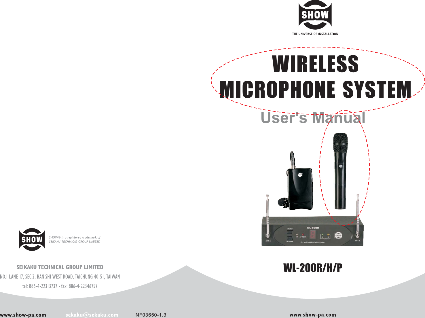 User&apos;s ManualWL-200R/H/PWIRELESSMICROPHONE SYSTEMNF03650-1.3