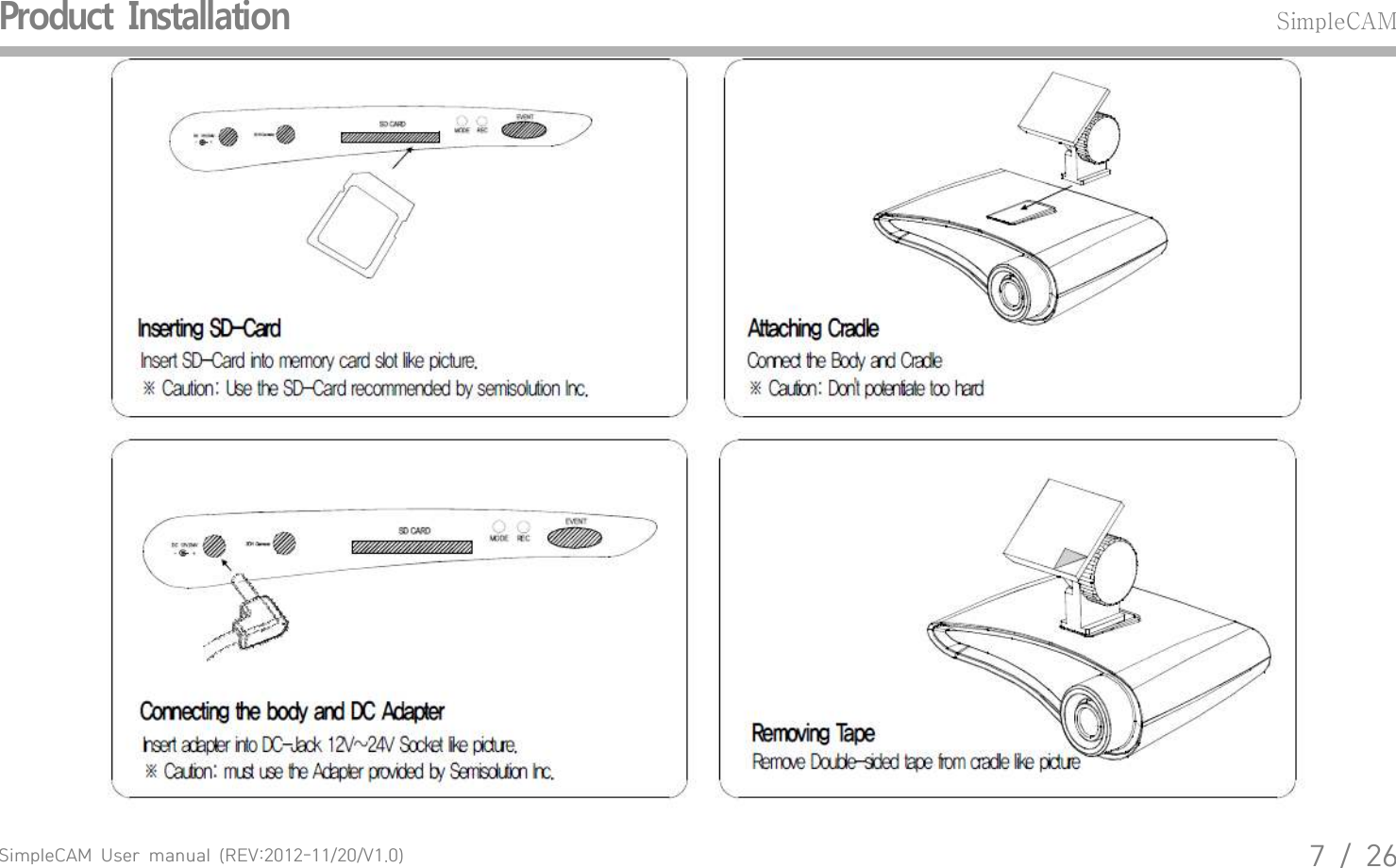 SimpleCAM  User  manual  (REV:2012-11/20/V1.0)7  /  26Product  InstallationSimpleCAM