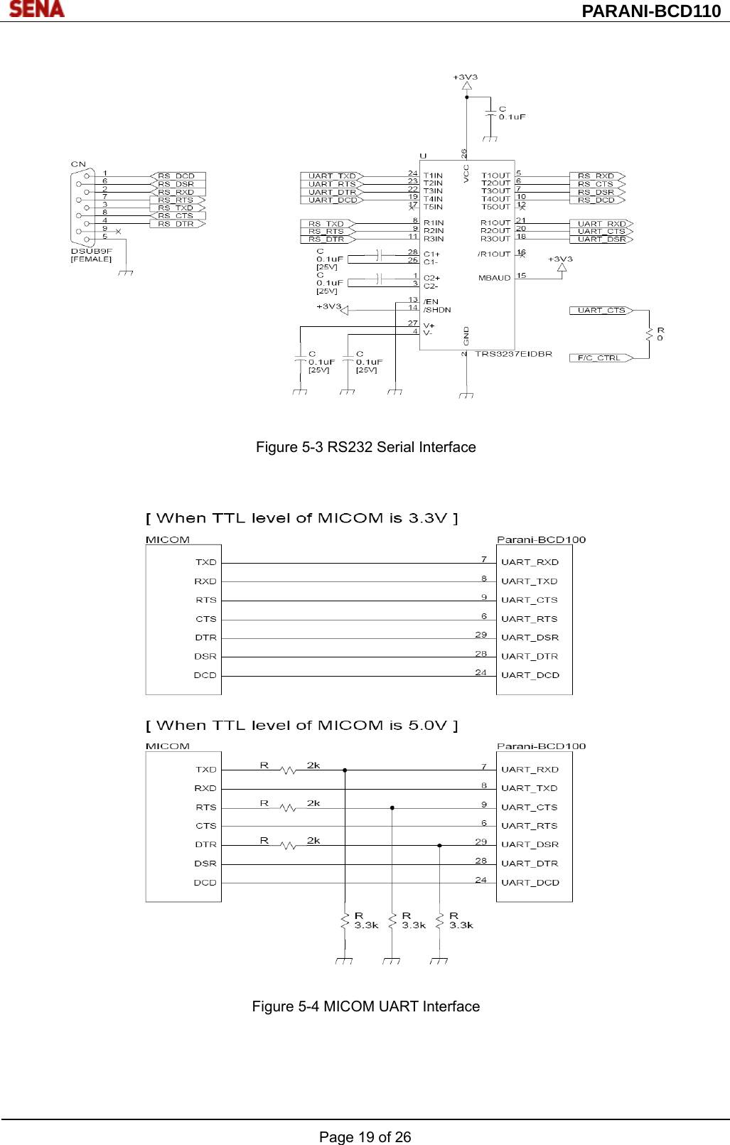  PARANI-BCD110 Page 19 of 26     Figure 5-3 RS232 Serial Interface     Figure 5-4 MICOM UART Interface   