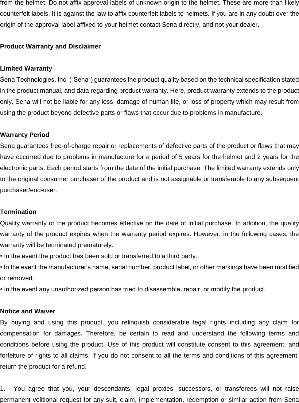 Page 13 of SENA TECHNOLOGIES SP13 BLUETOOTH STEREO MOTORCYCLE HEADSET User Manual 10R OEM 01 Manual ENG  rev2