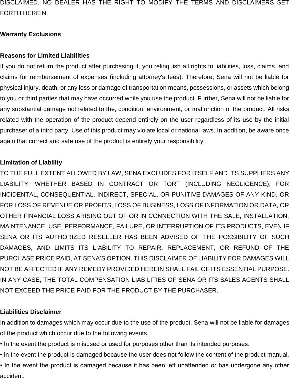 Page 15 of SENA TECHNOLOGIES SP13 BLUETOOTH STEREO MOTORCYCLE HEADSET User Manual 10R OEM 01 Manual ENG  rev2