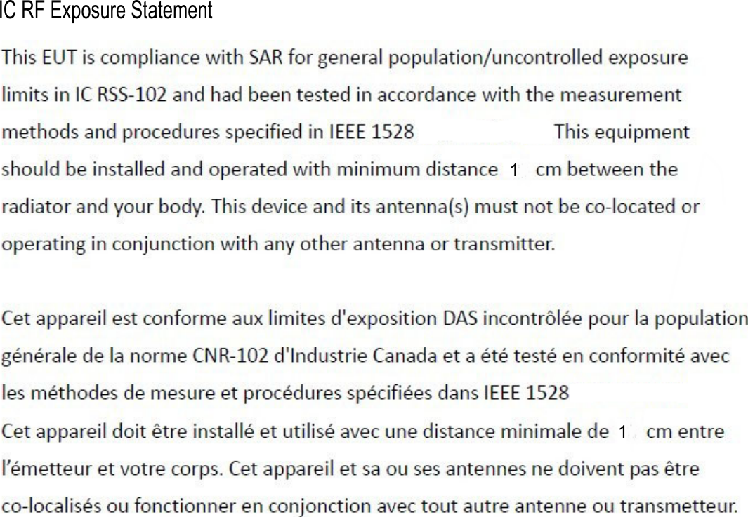 11IC RF Exposure Statement