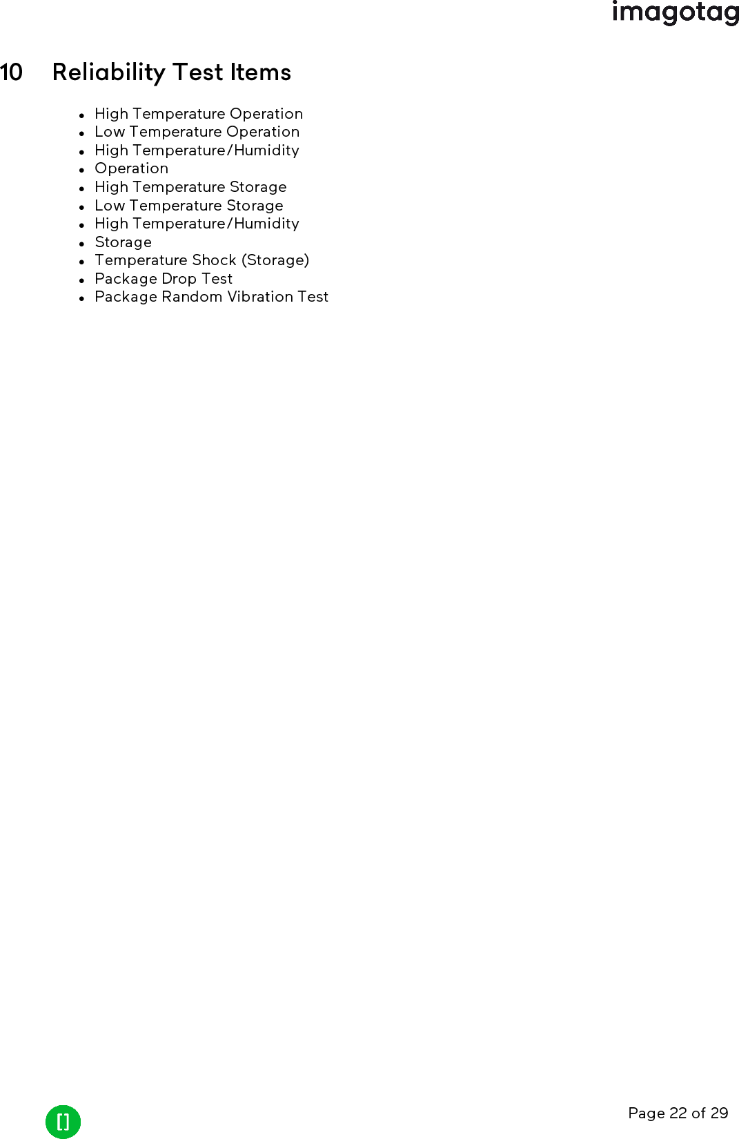 Page 22 of 2910 Reliability Test ItemslHigh Temperature OperationlLow Temperature OperationlHigh Temperature/HumiditylOperationlHigh Temperature StoragelLow Temperature StoragelHigh Temperature/HumiditylStoragelTemperature Shock (Storage)lPackage Drop TestlPackage Random Vibration Test