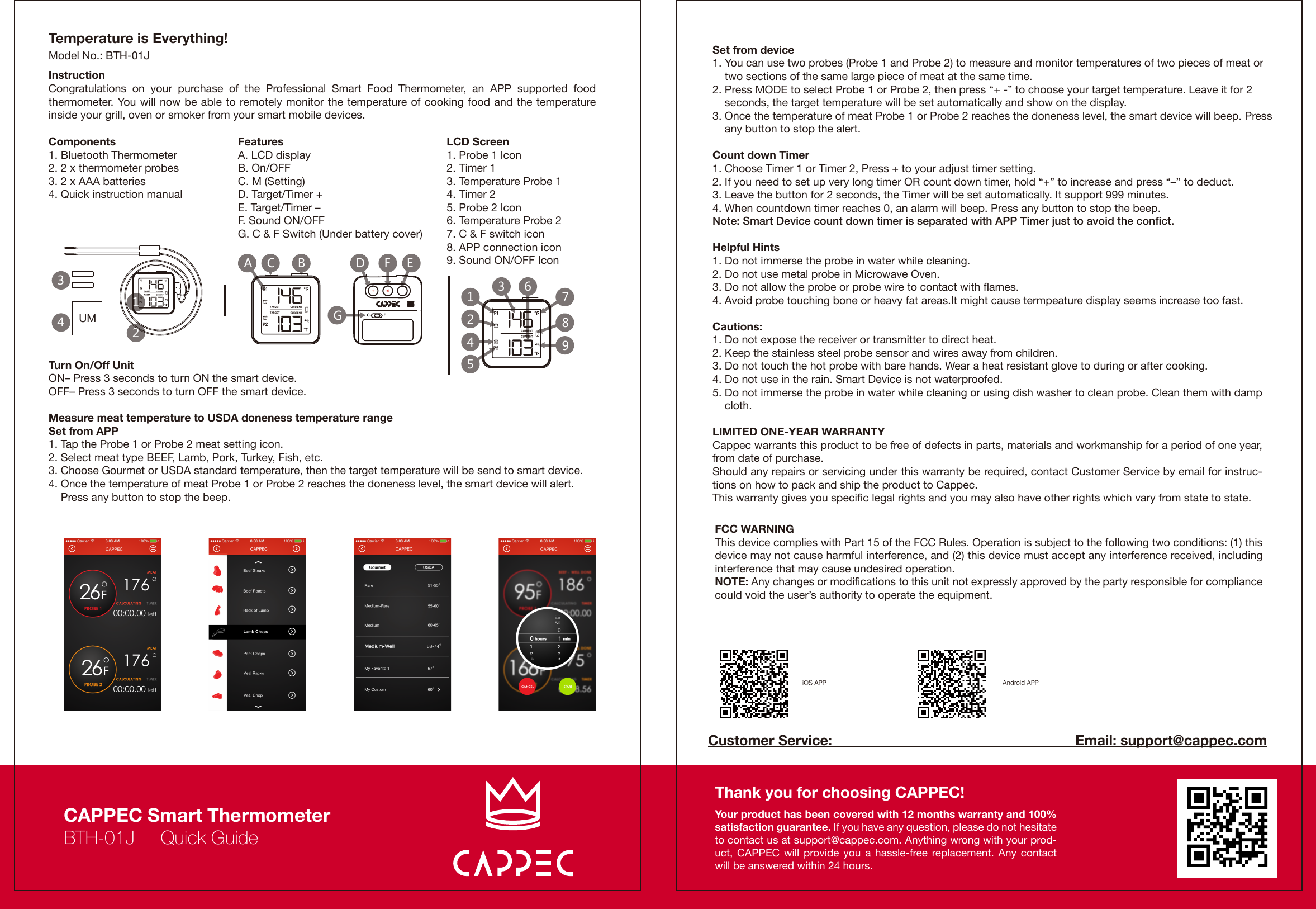 Page 1 of SEVEN LIKE BTH01J Bluetooth Smart Thermometer User Manual BTH 01J UM for seven