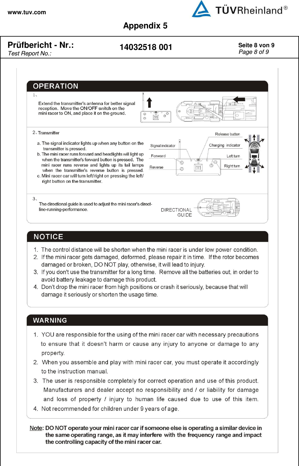 www.tuv.com Appendix 5  Pr&uuml;fbericht - Nr.:  Test Report No.: 14032518 001 Seite 8 von 9 Page 8 of 9      