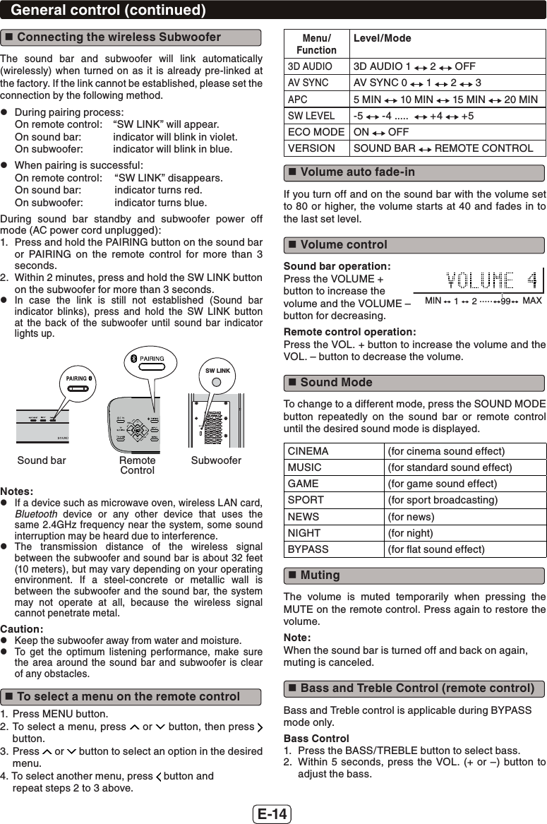 Page 15 of SHARP NORTH MALAYSIA SDN BHD HTSB603 SOUND BAR HOME THEATER SYSTEM User Manual HT SB603 SEC EN 181215