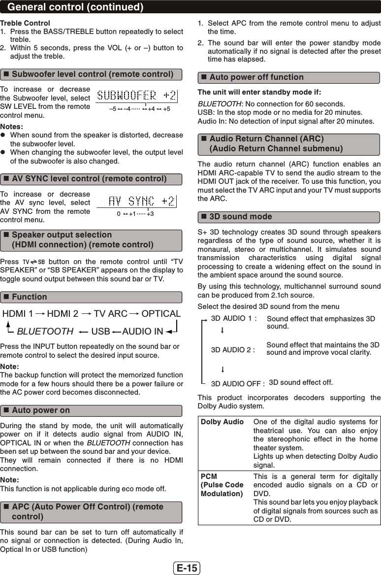 Page 16 of SHARP NORTH MALAYSIA SDN BHD HTSB603 SOUND BAR HOME THEATER SYSTEM User Manual HT SB603 SEC EN 181215