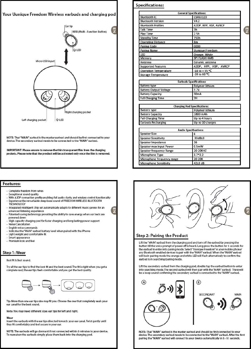 Shi Kisb Electronic Tws H3 Bluetooth Headset User Manual