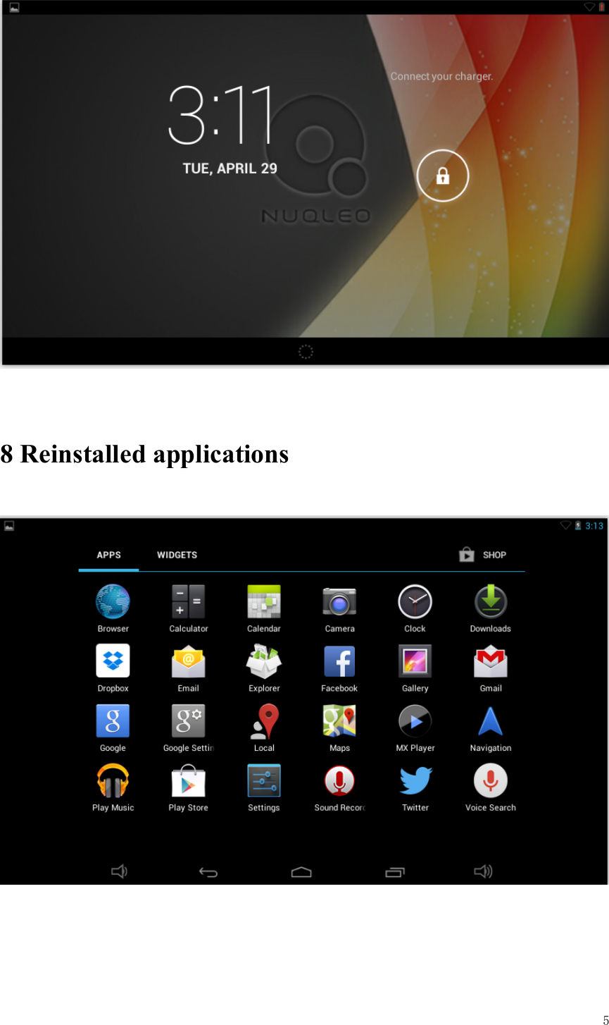  5    8 Reinstalled applications  