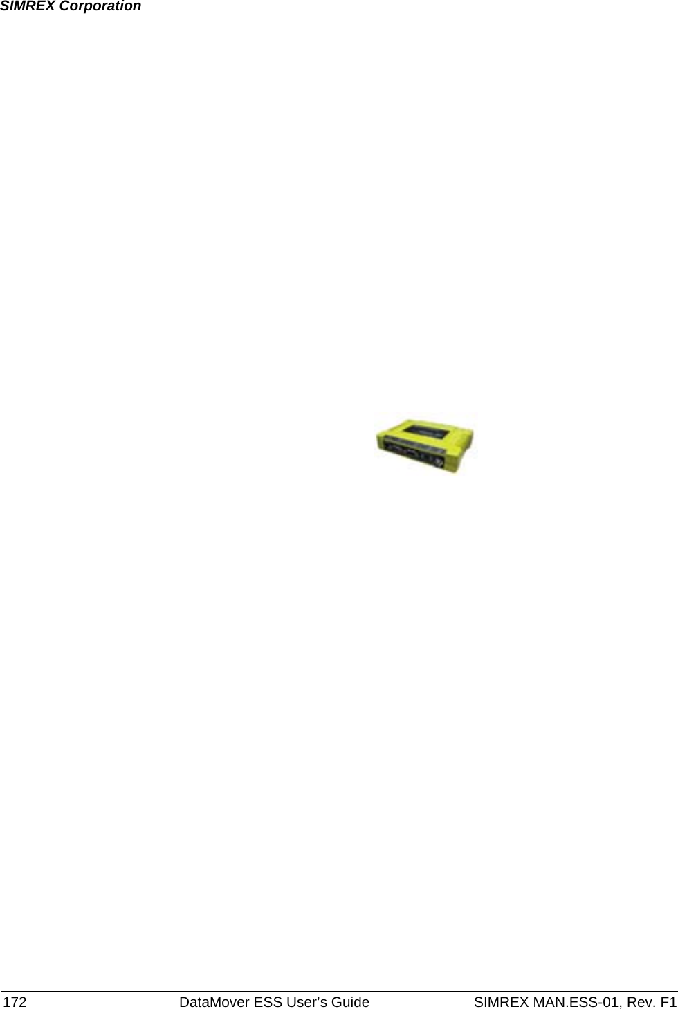 172 DataMover ESS User’s Guide SIMREX MAN.ESS-01, Rev. F1SIMREX Corporation
