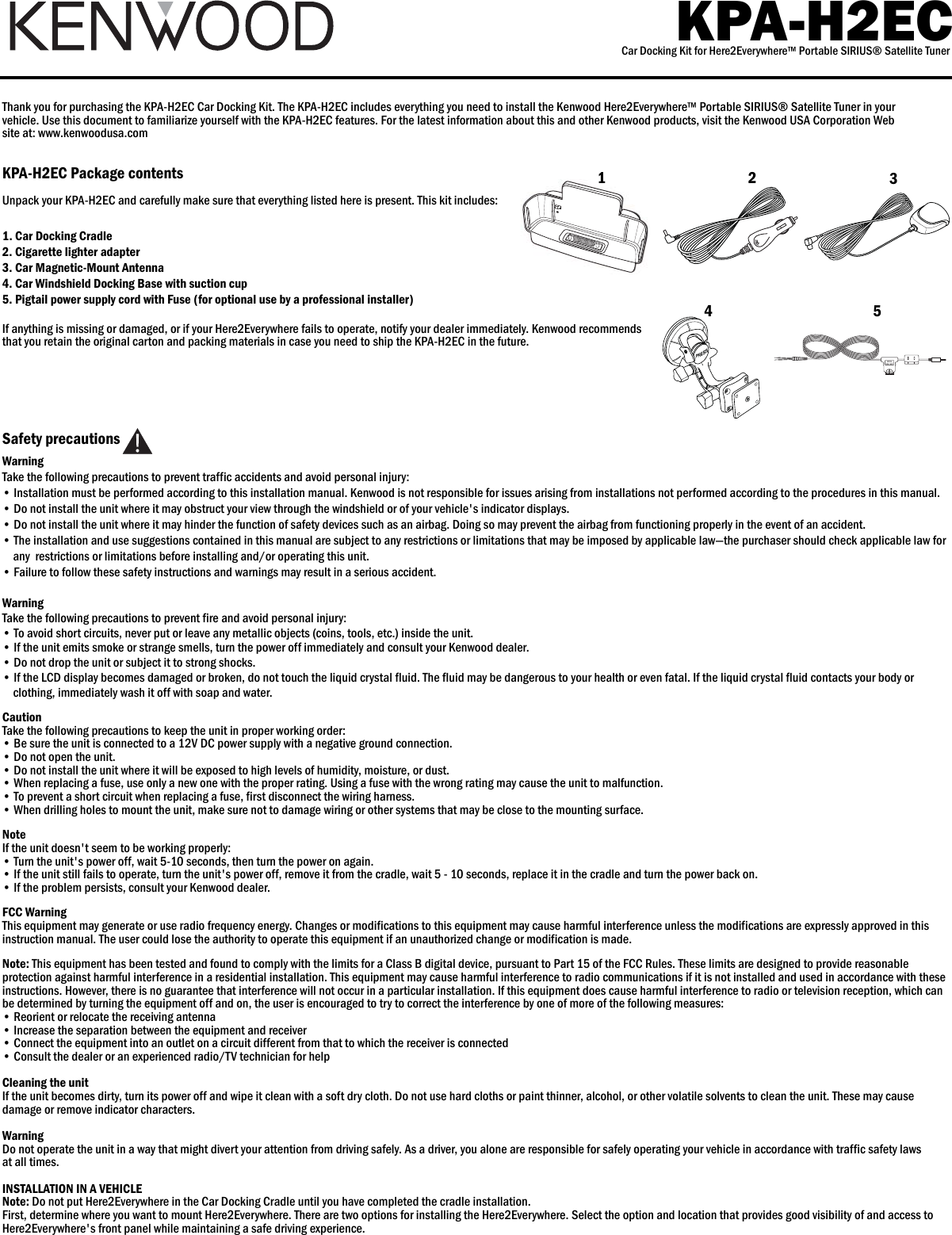 Page 1 of 2 - SIRIUS Kpa-H2Ec Carmanual Manual User Car