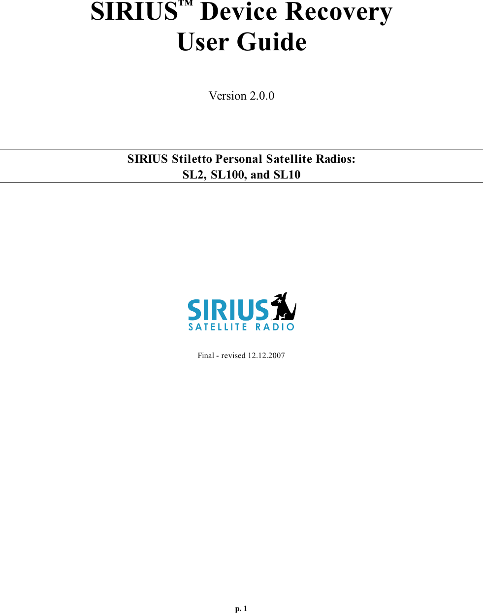 SIRIUS Siriusdevicerecovery Userguide SDR User Guide Rev2_ Manual