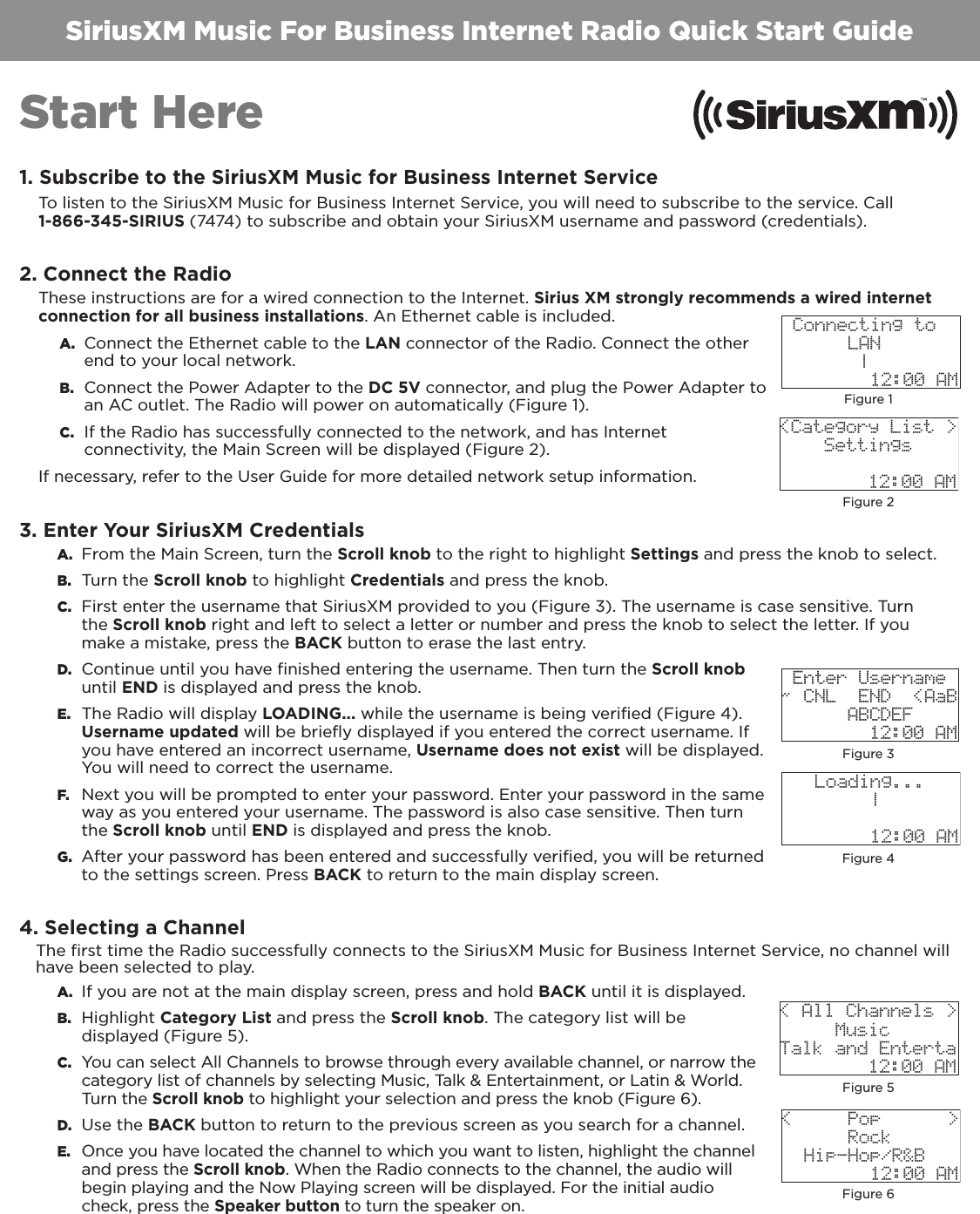 SIRIUS Siriusxm Business Radio Quick Start Guide 130424A User Manual XM