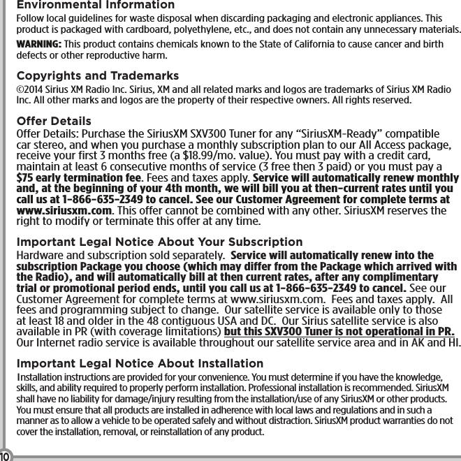 Page 11 of 12 - SIRIUS Sxv300 Vehicle Tuner Installation Guide 5X5 140826A User Manual