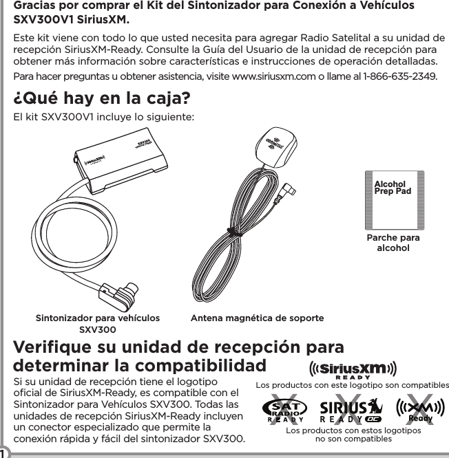 Page 2 of 12 - SIRIUS Sxv300 Vehicle Tuner Installation Guide Spanish 5X5 140828A User Manual