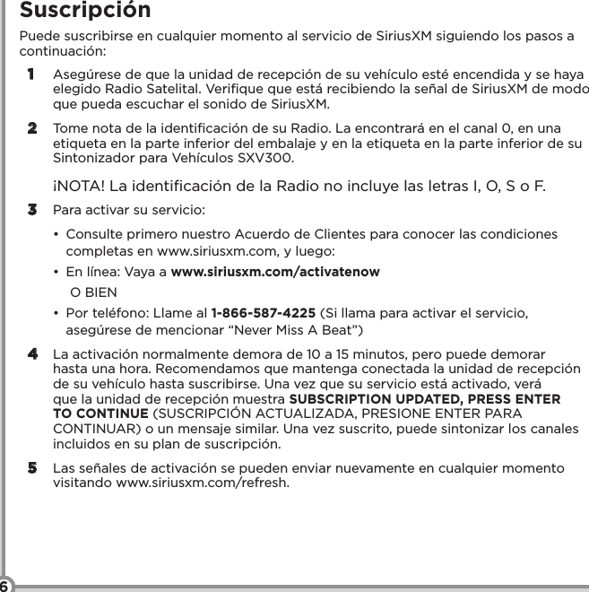 Page 7 of 12 - SIRIUS Sxv300 Vehicle Tuner Installation Guide Spanish 5X5 140828A User Manual