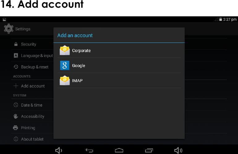  14. Add account            