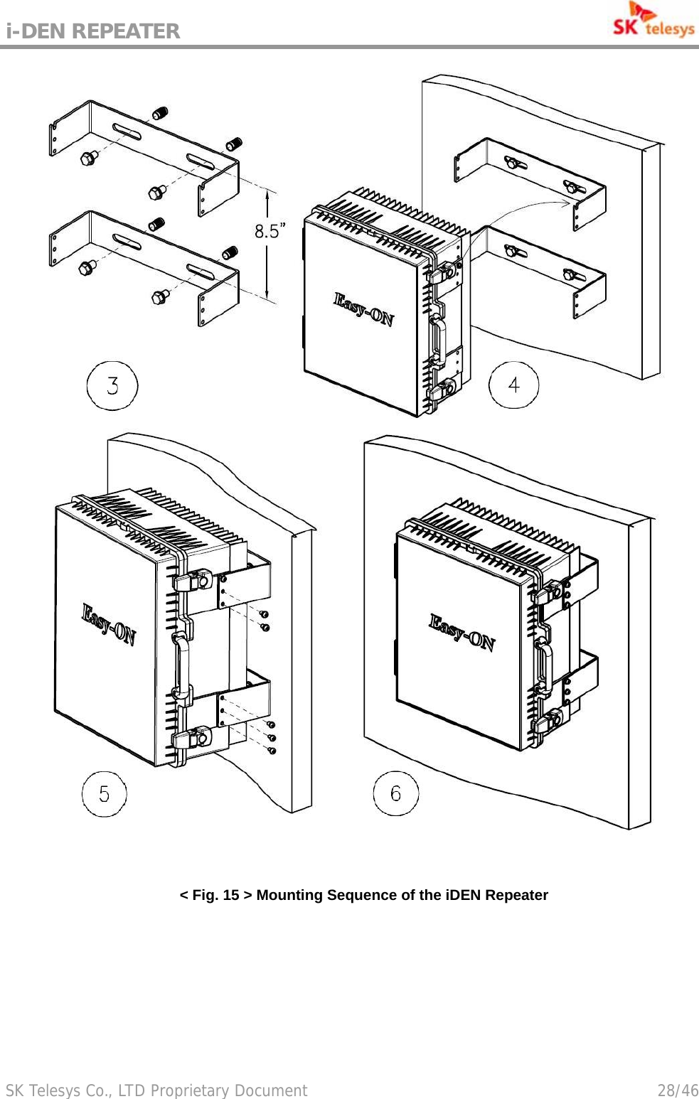 i-DEN REPEATER                                             SK Telesys Co., LTD Proprietary Document                                        28/46    &lt; Fig. 15 &gt; Mounting Sequence of the iDEN Repeater 