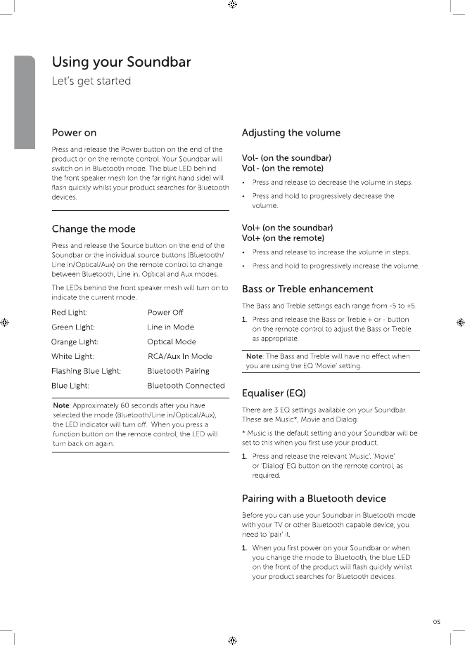 Page 6 of SKY DRAGON Audio video Technology SR210 BLUETOOTH SOUNDBAR User Manual 