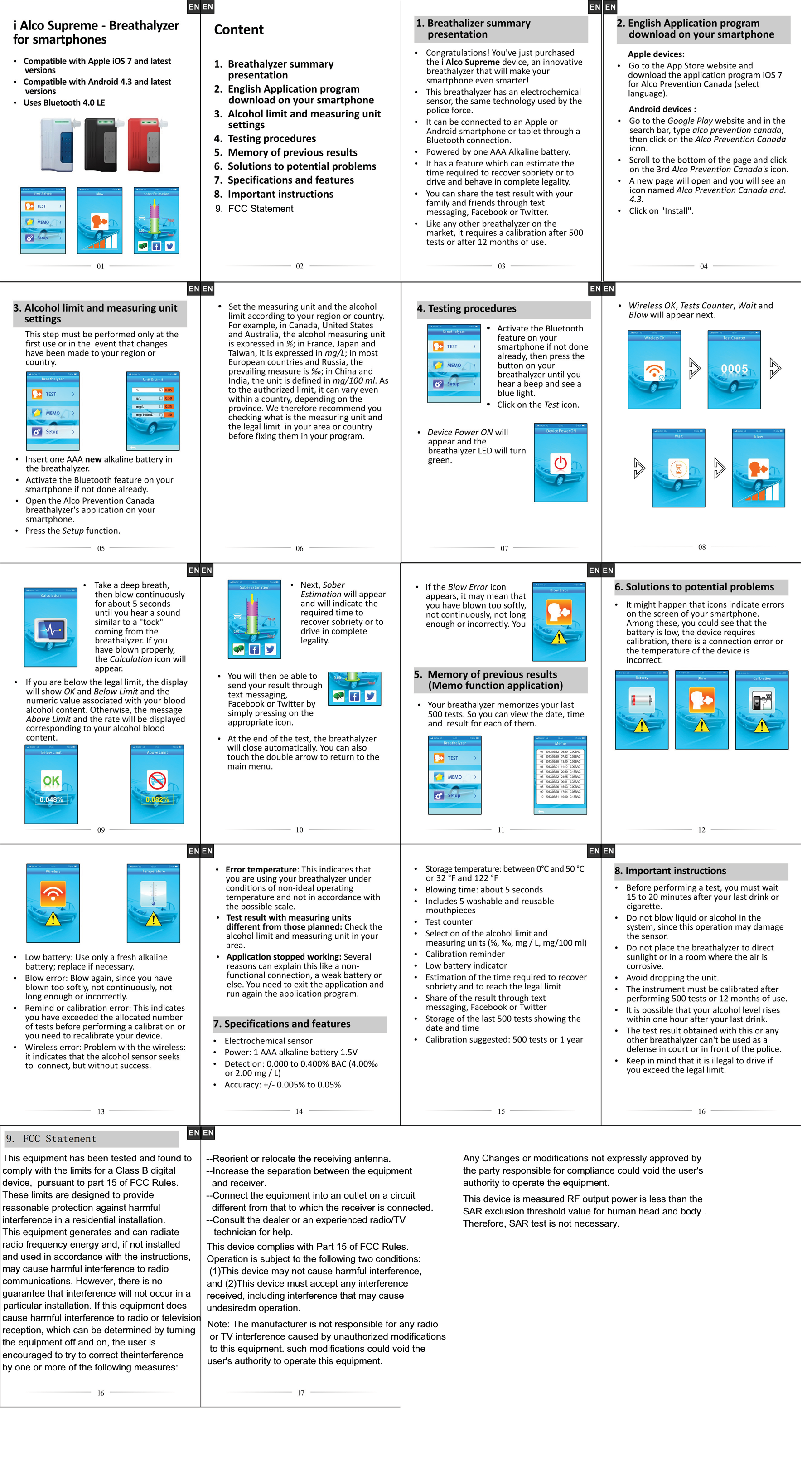 SKYFINE I553 Breathalyzer User Manual