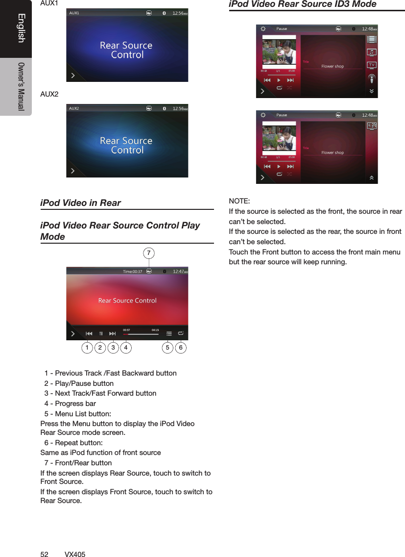 52 VX405English Owner&rsquo;s ManualiPod Video in ReariPod Video Rear Source Control Play Mode฀฀฀฀฀฀฀฀฀฀฀฀฀฀฀฀฀฀฀฀฀฀฀฀฀฀฀฀฀฀฀฀฀฀฀฀฀฀฀฀฀฀฀฀฀฀฀฀฀฀฀฀฀฀฀฀฀฀฀฀฀฀฀฀฀฀฀฀฀฀฀฀฀฀฀฀฀฀฀฀฀฀฀฀฀฀฀฀฀฀฀฀฀iPod Video Rear Source ID3 Mode฀฀฀฀฀฀฀฀฀฀฀฀฀฀฀฀฀฀฀฀฀฀฀฀฀฀฀฀฀฀฀฀฀฀฀฀฀฀฀฀฀฀฀฀฀1 2 3 4 5 67
