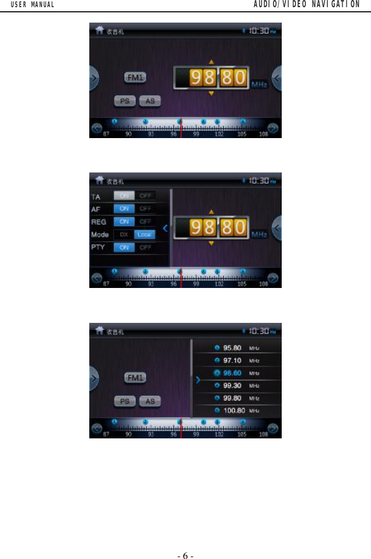 USER MANUAL                                         AUDIO/VIDEO NAVIGATION  - 6 -              