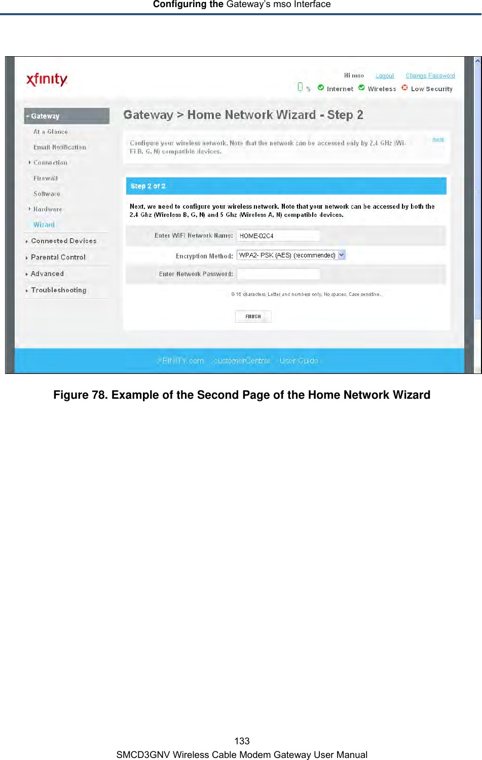 Configuring the Gateway’s mso Interface 133 SMCD3GNV Wireless Cable Modem Gateway User Manual  Figure 78. Example of the Second Page of the Home Network Wizard 