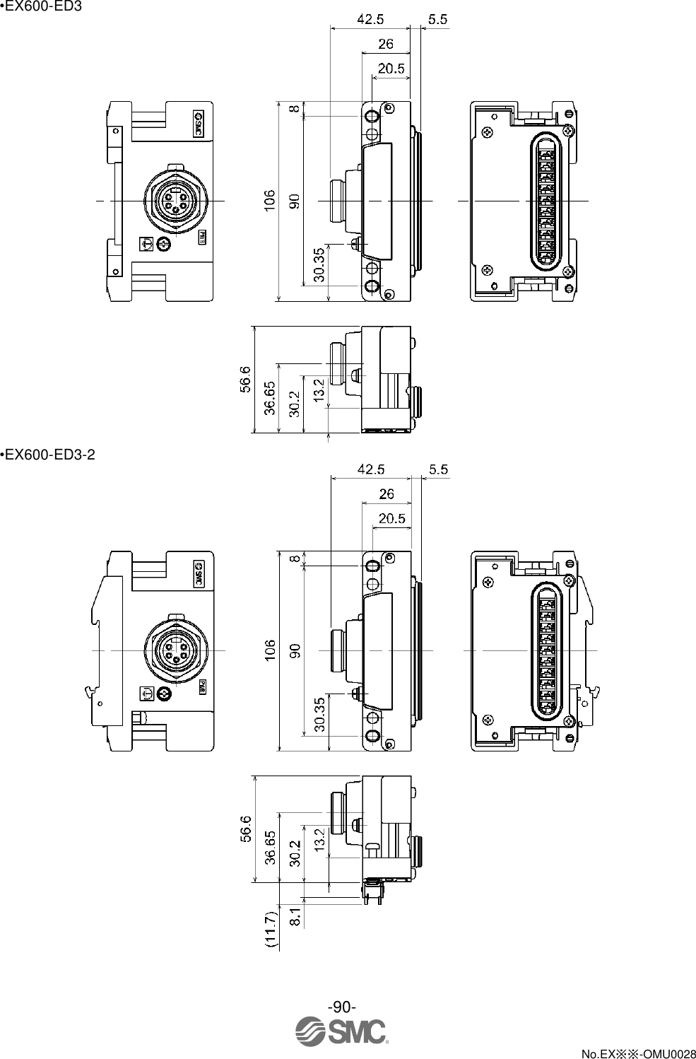 -90-  No.EX※※-OMU0028   •EX600-ED3  •EX600-ED3-2  