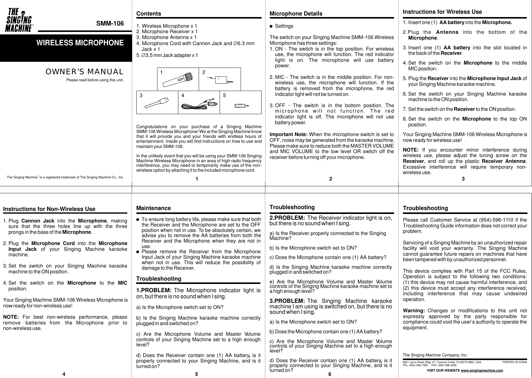 SMC SMM 106 R Receiver Of Wireless Microphone User Manual SMM 106 OW 21 