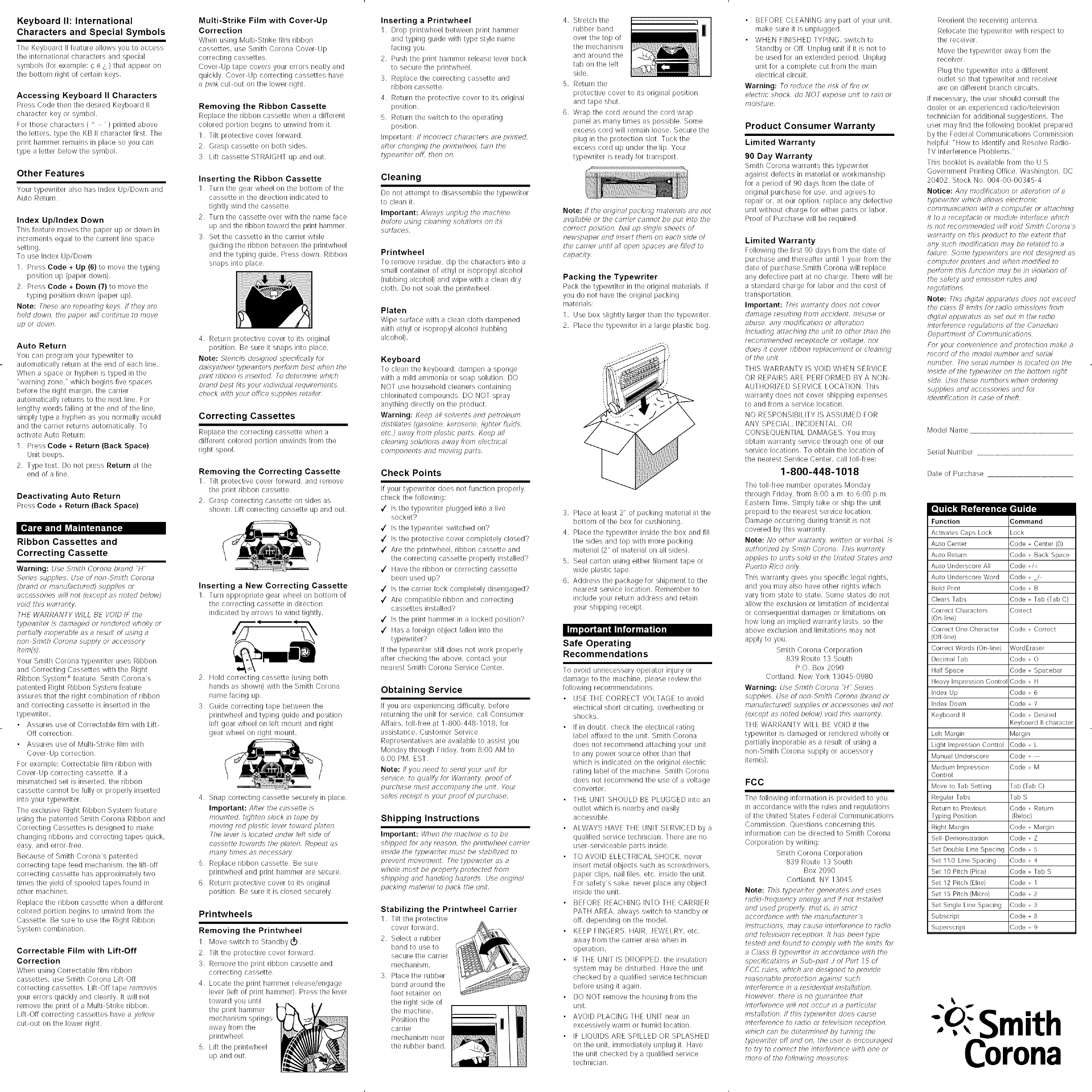 Page 2 of 2 - SMITH  CORONA Typewriter Manual L0806116