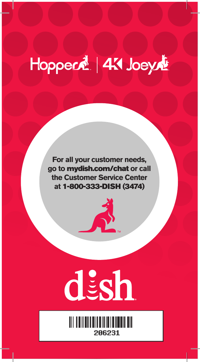 Write down the inputs and TV, VCR, DVD player, BD player, and/or stereo equipment codes as you program them for future reference.To display your remote codes, see page 18 for instructions.For all your customer needs,go to mydish.com/chat or call the Customer Service Center  at 1-800-333-DISH (3474)