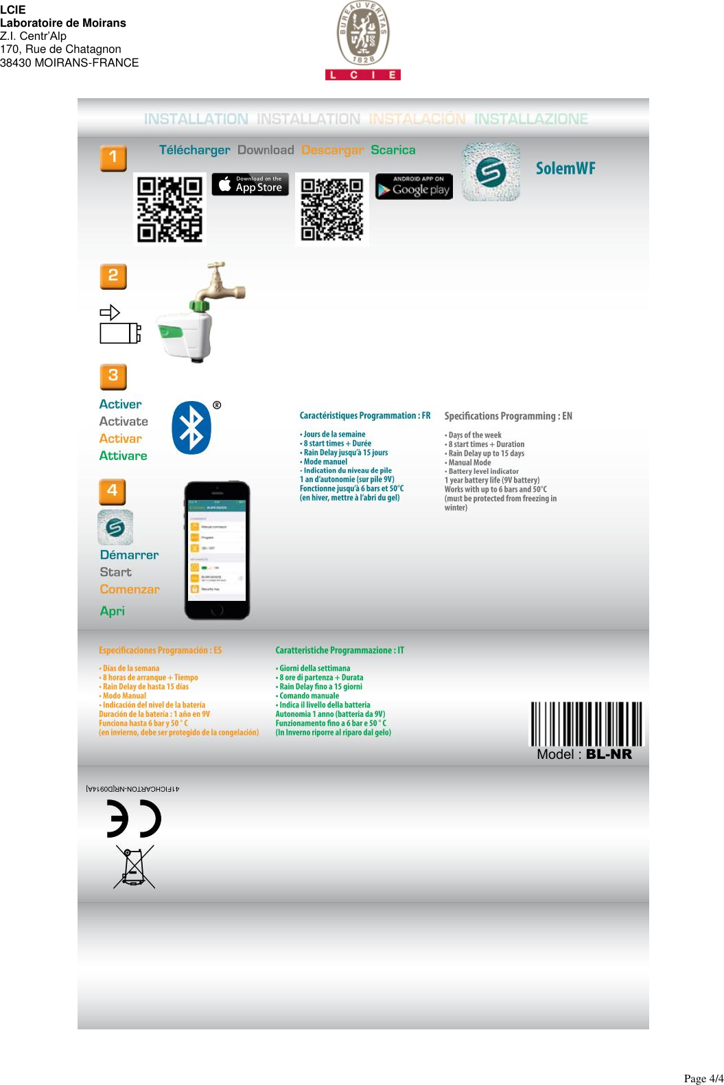       Page 4/4  LCIE  Laboratoire de Moirans Z.I. Centr&rsquo;Alp 170, Rue de Chatagnon 38430 MOIRANS-FRANCE  