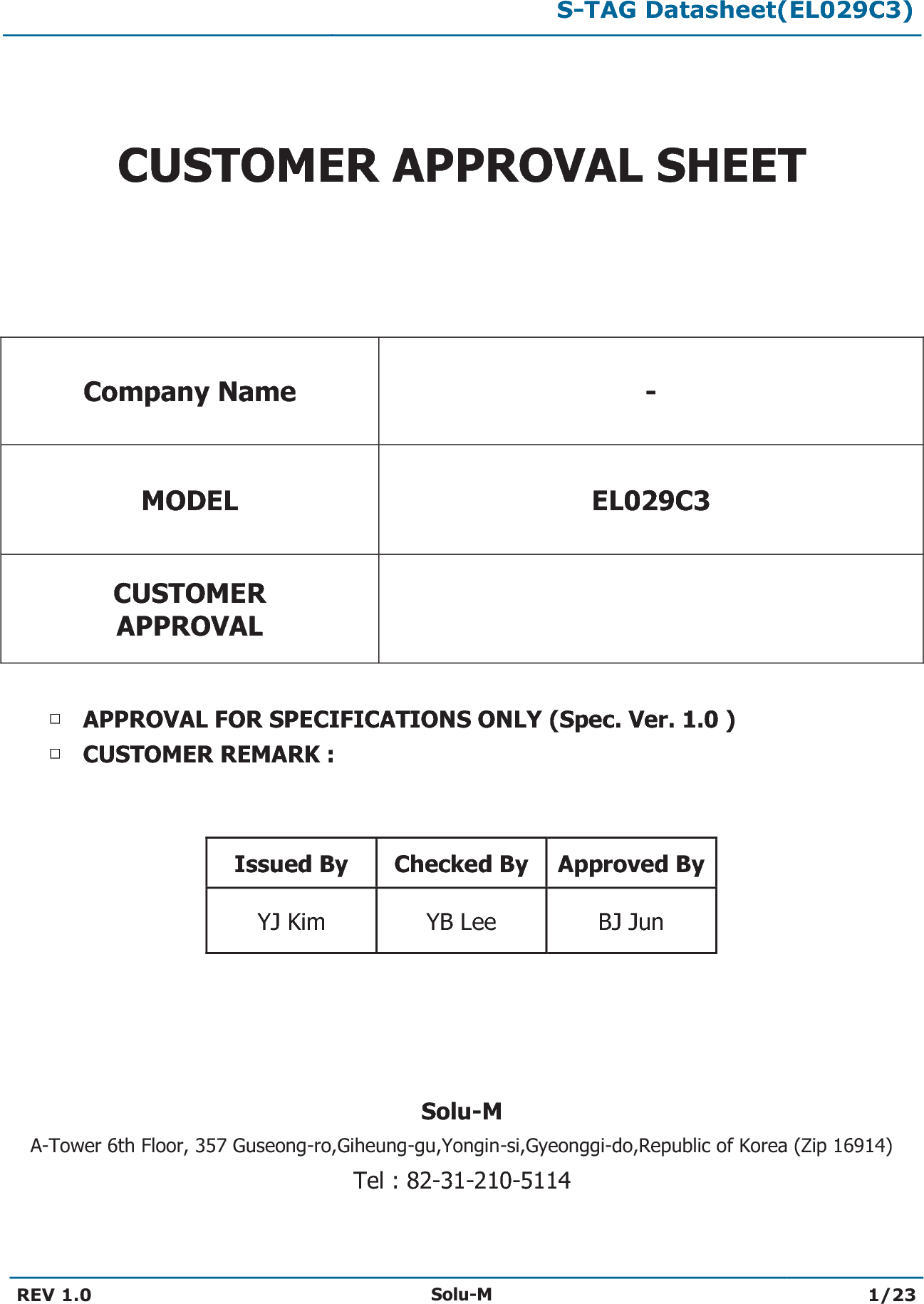 SOLUM EL029C3 ESL User Manual S TAG Datasheet ST GM42001