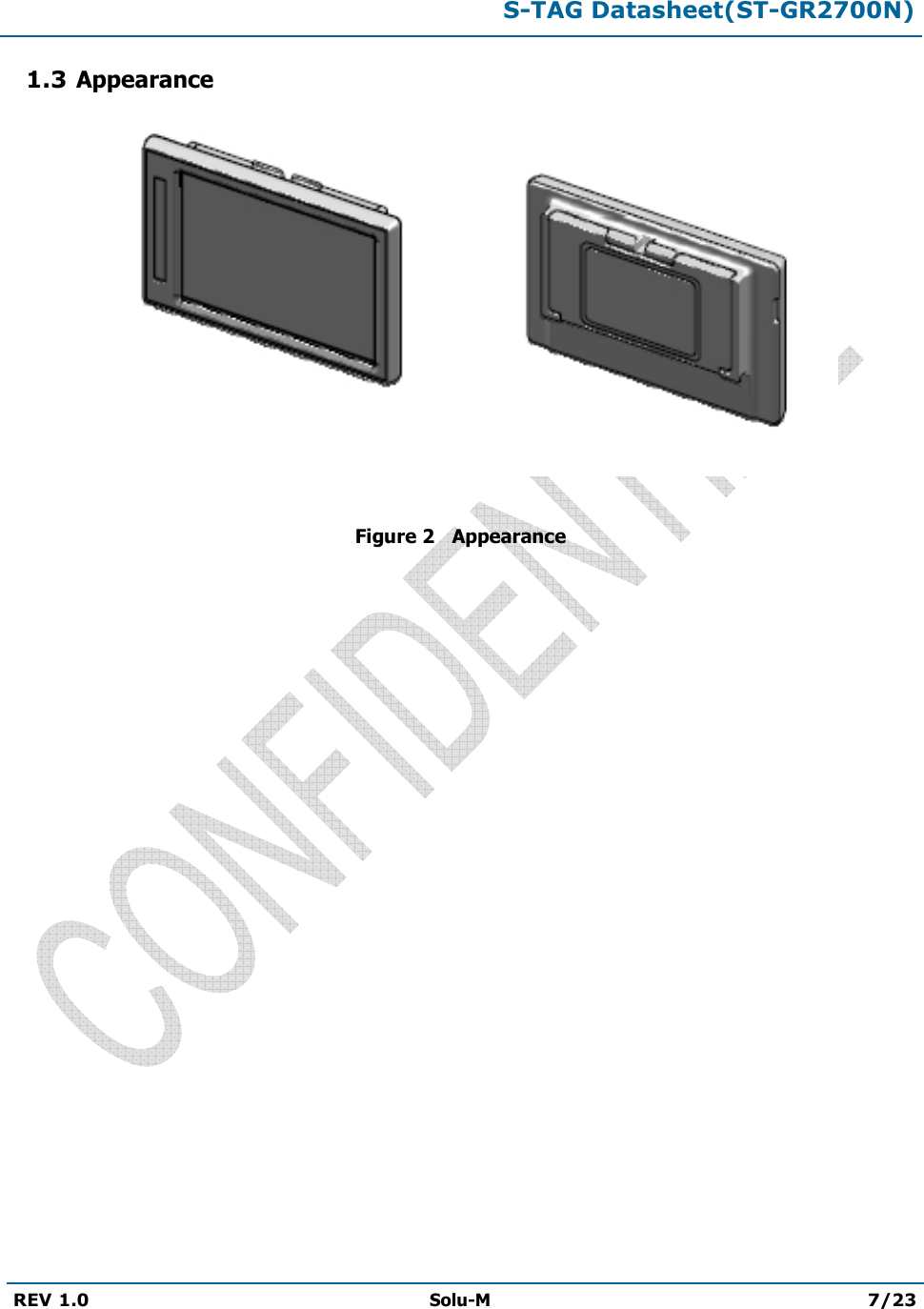 S-TAG Datasheet(ST-GR2700N)REV 1.0  Solu-M 7/23 1.3 Appearance Figure 2   Appearance 