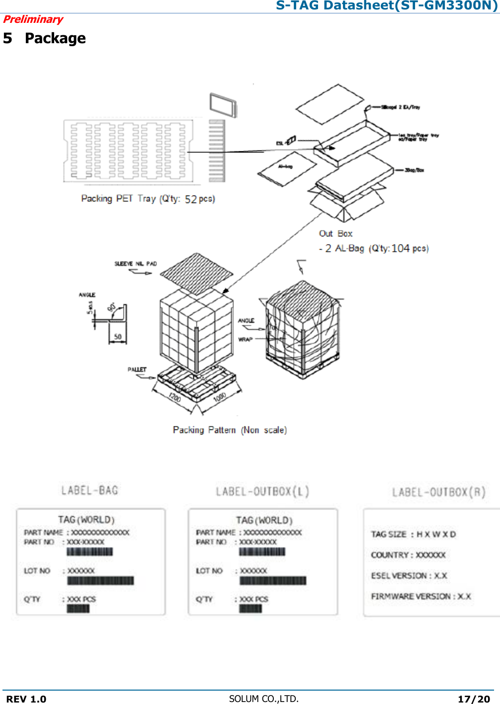 S-TAG Datasheet(ST-GM3300N)Preliminary REV 1.0 SOLUM CO.,LTD.17/20 5 Package