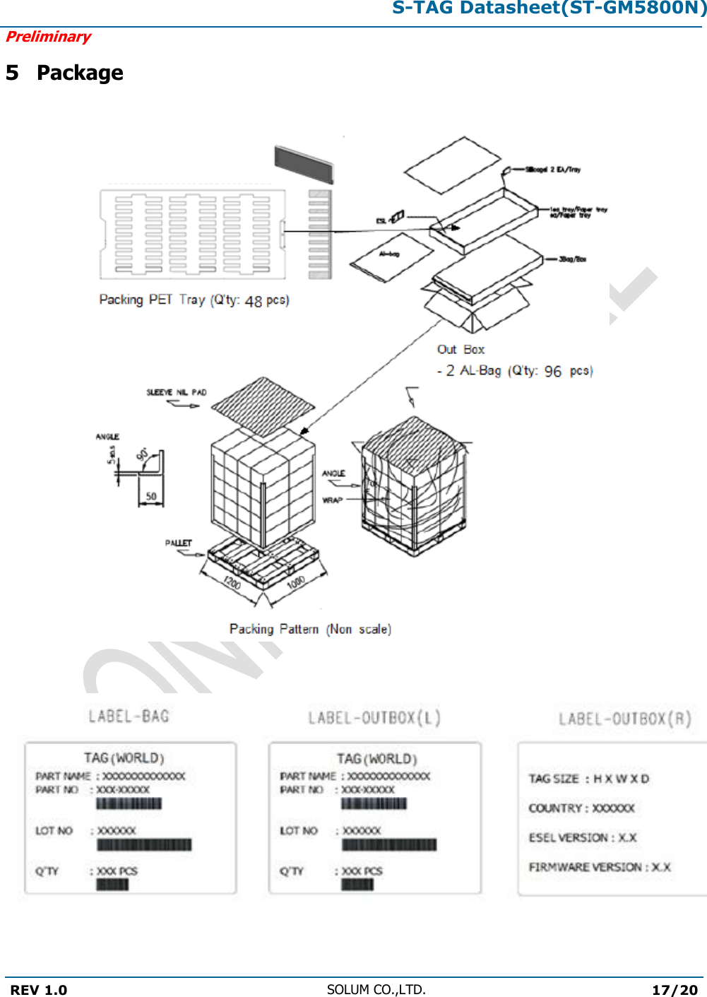 S-TAG Datasheet(ST-GM5800N)Preliminary REV 1.0 SOLUM CO.,LTD.17/20 5 Package 