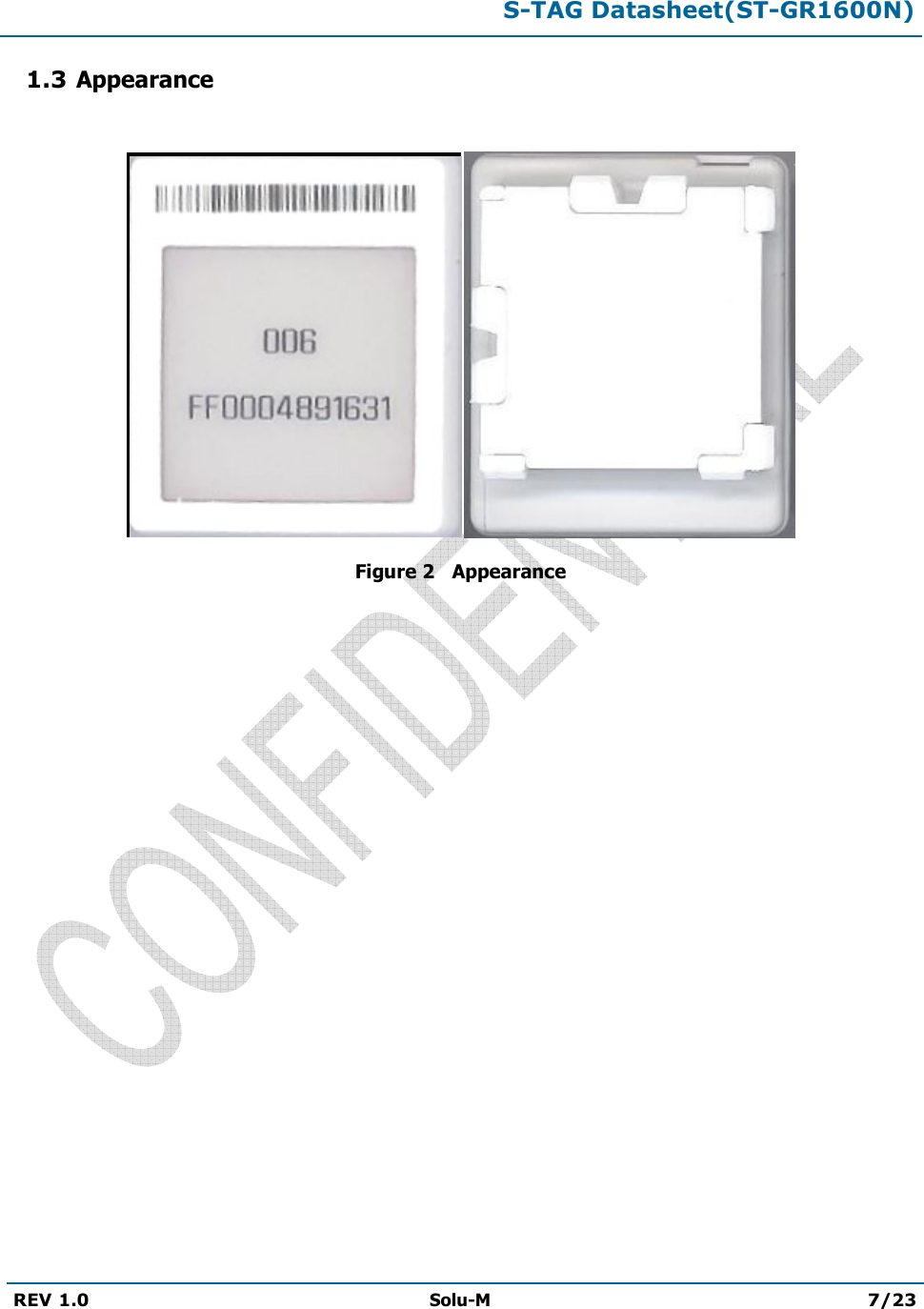 S-TAG Datasheet(ST-GR1600N)REV 1.0  Solu-M 7/23 1.3 Appearance Figure 2   Appearance 