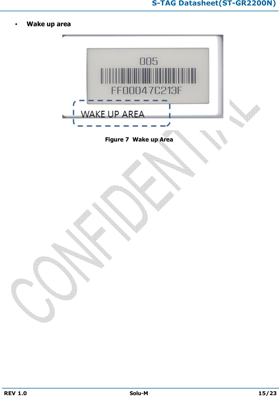  S-TAG Datasheet(ST-GR2200N)  REV 1.0  Solu-M 15/23    Wake up area  Figure 7  Wake up Area 