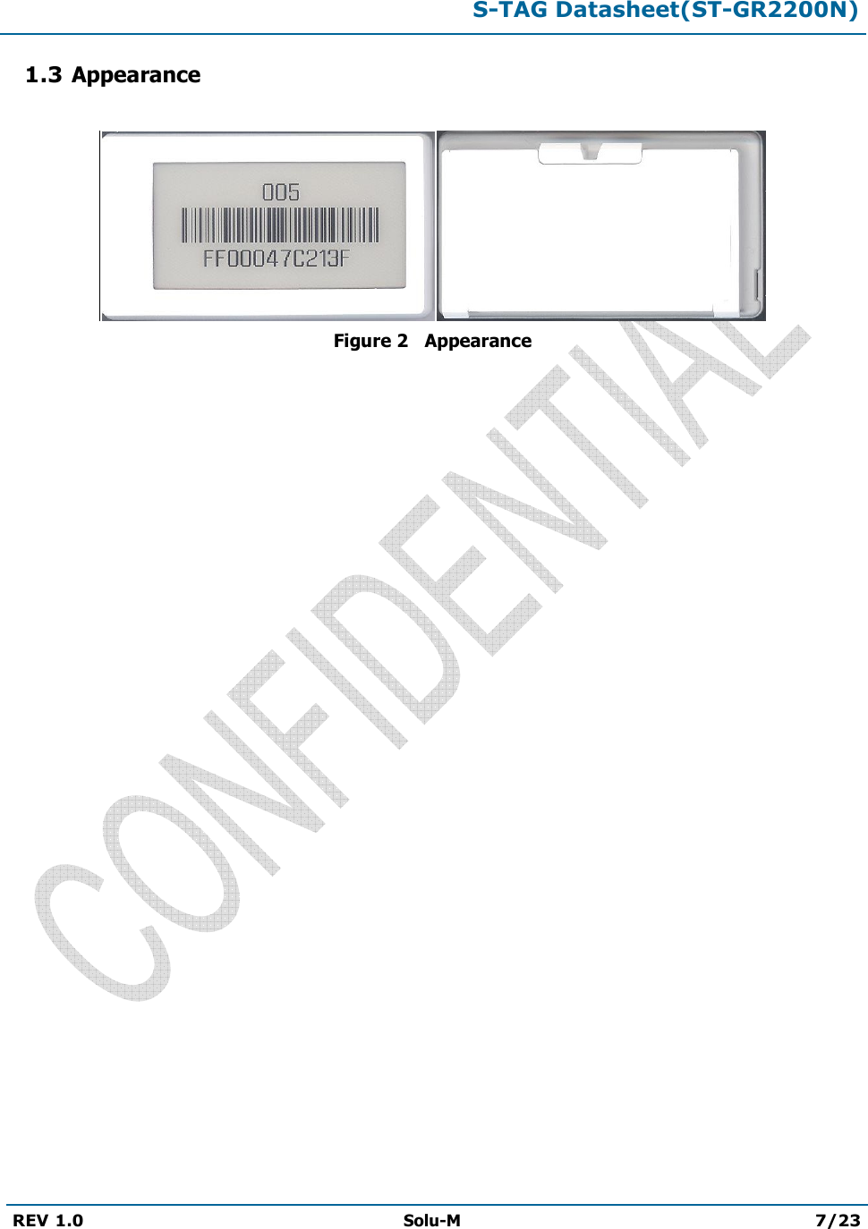  S-TAG Datasheet(ST-GR2200N)  REV 1.0  Solu-M 7/23   1.3 Appearance      Figure 2   Appearance   