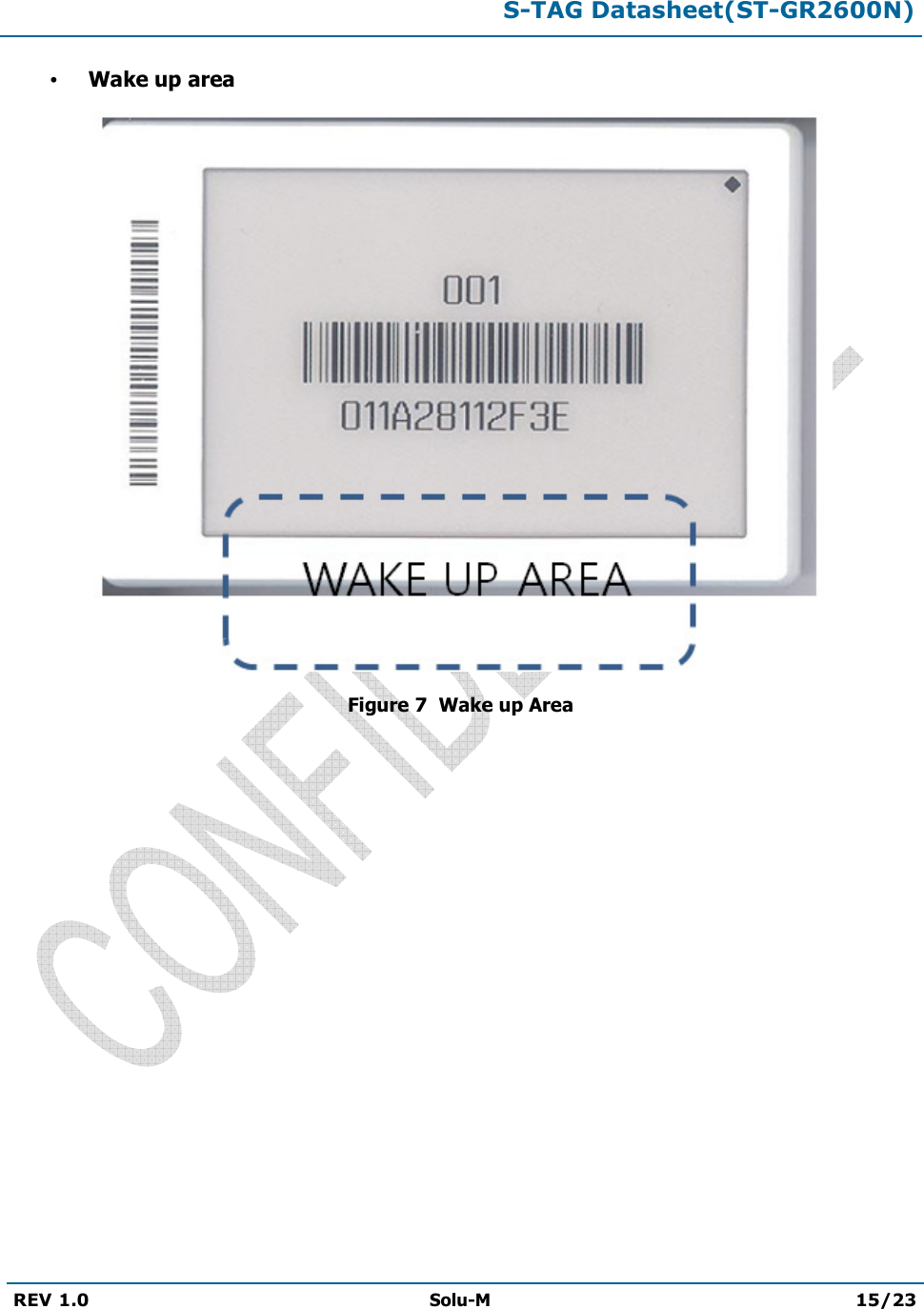 S-TAG Datasheet(ST-GR2600N)REV 1.0  Solu-M 15/23 Wake up area Figure 7  Wake up Area 