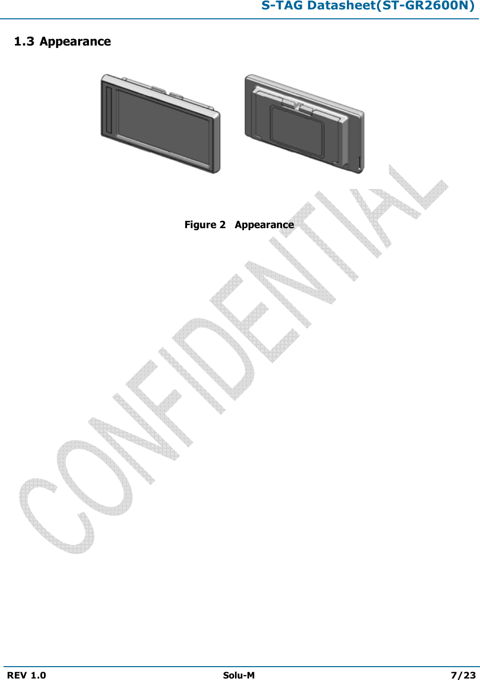 S-TAG Datasheet(ST-GR2600N)REV 1.0  Solu-M 7/23 1.3 Appearance Figure 2   Appearance 