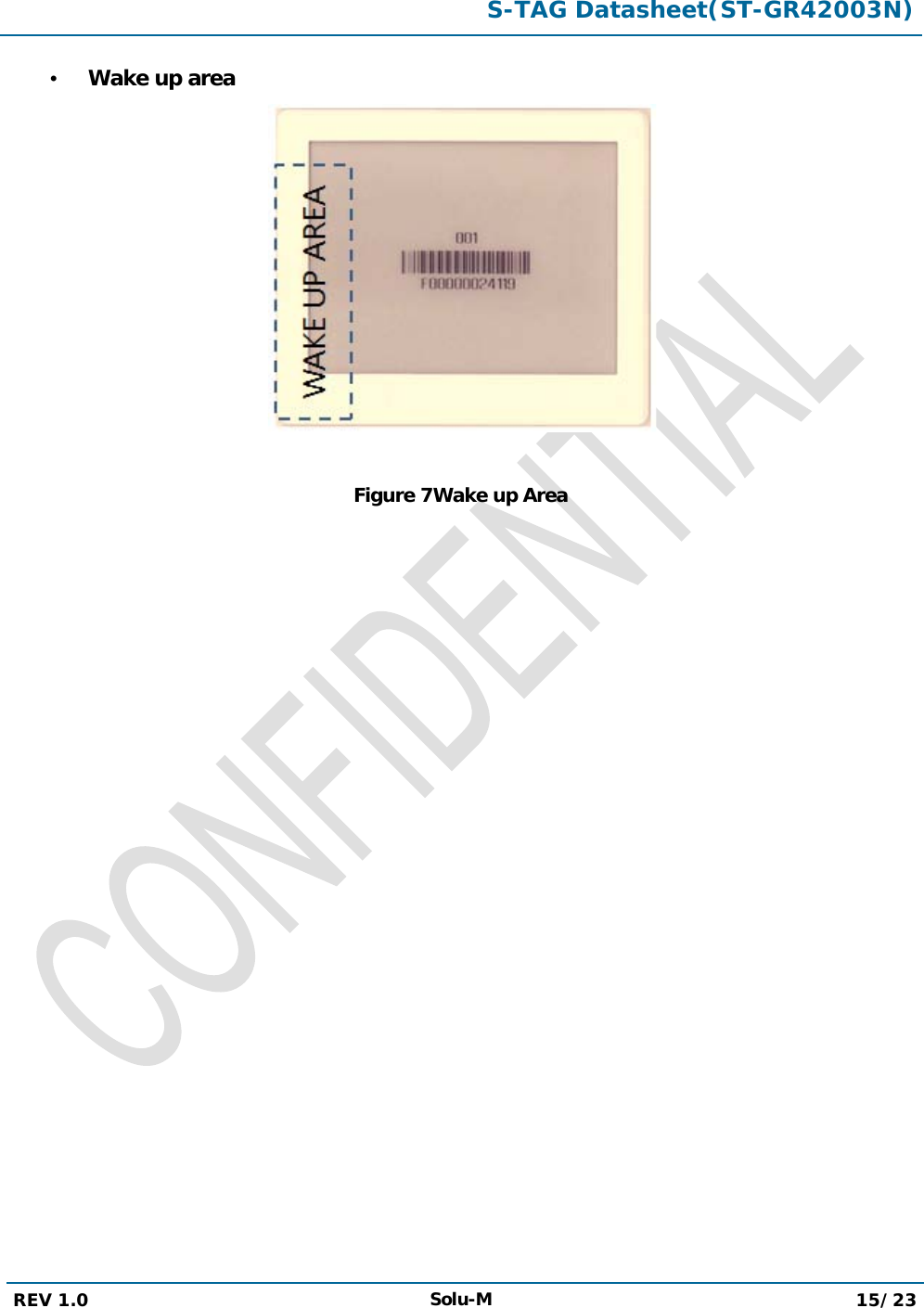  S-TAG Datasheet(ST-GR42003N)  REV 1.0 Solu-M 15/23    Wake up area   Figure 7Wake up Area 