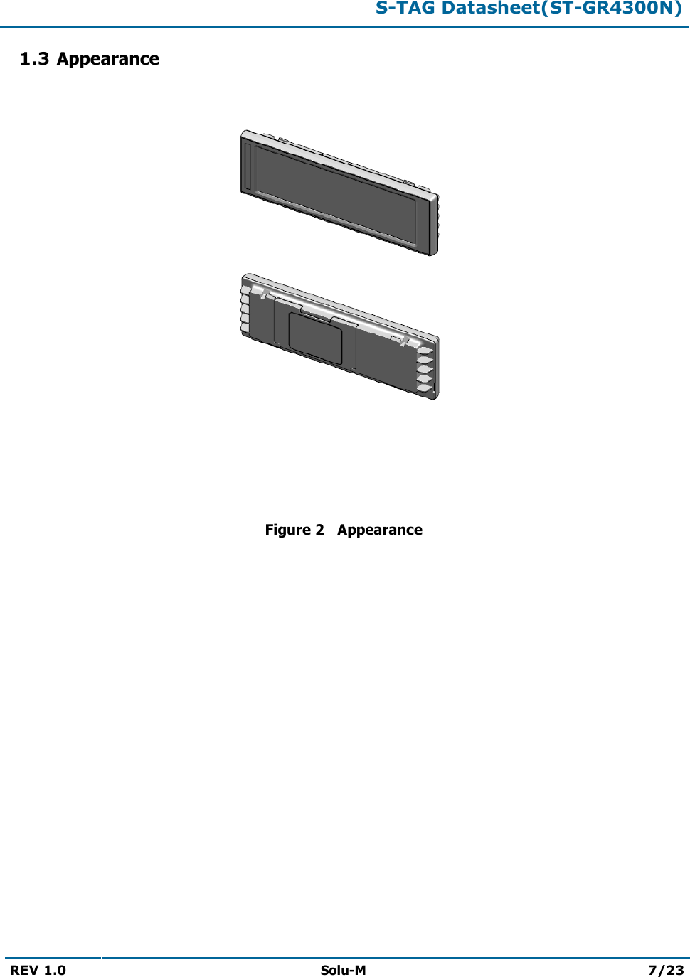  S-TAG Datasheet(ST-GR4300N)  REV 1.0  Solu-M 7/23   1.3 Appearance     Figure 2   Appearance   