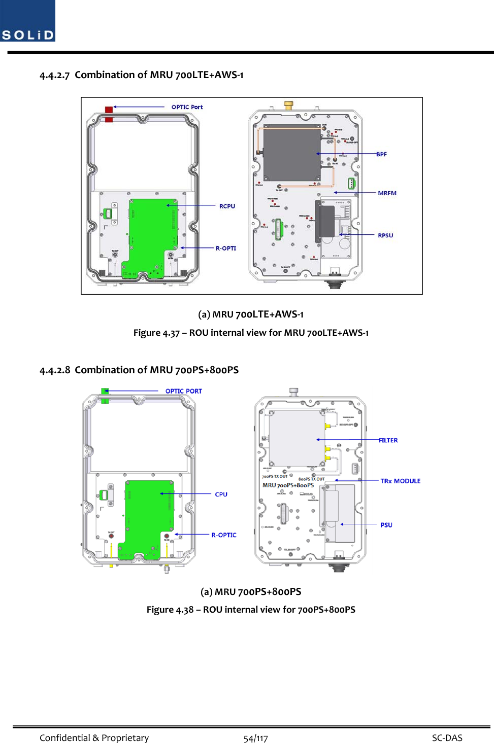  Confidential&amp;Proprietary54/117 SC‐DAS4.4.2.7 CombinationofMRU700LTE+AWS‐1(a)MRU700LTE+AWS‐1Figure4.37–ROUinternalviewforMRU700LTE+AWS‐14.4.2.8 CombinationofMRU700PS+800PS(a)MRU700PS+800PSFigure4.38–ROUinternalviewfor700PS+800PS 